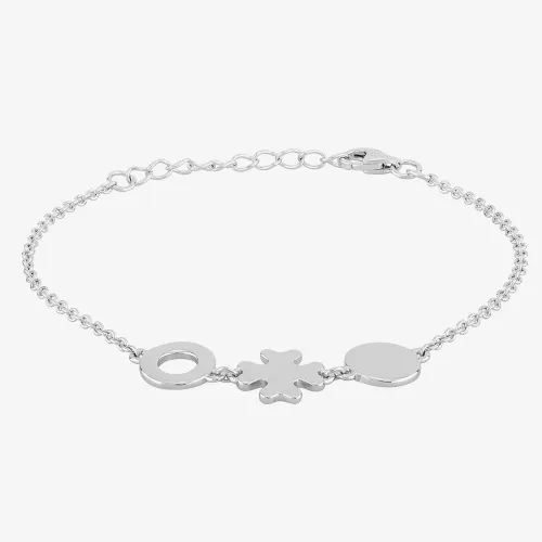 Sterling Silver Clover Circle And Disc Bracelet BR01067A