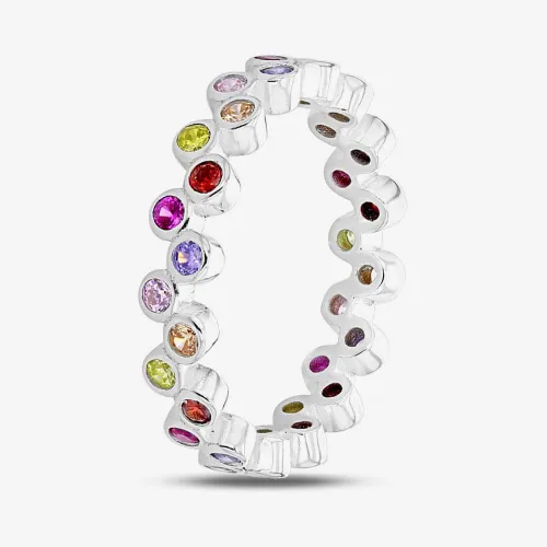 Sterling Silver Crystal Rainbow Cluster Ring (L) 8.84.9851 L
