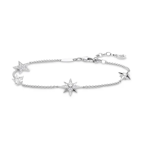 Sterling Silver Cubic Zirconia 16-19cm Star Bracelet
