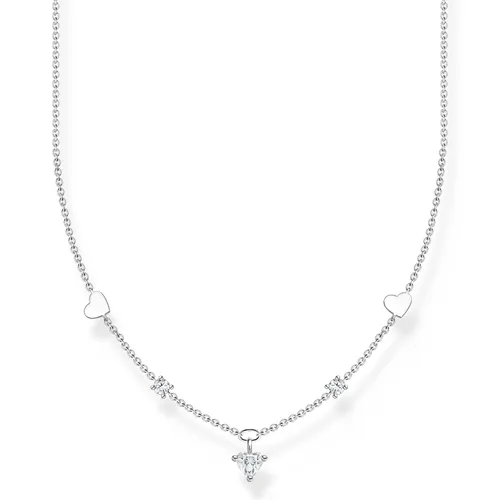 Sterling Silver Cubic Zirconia Charm Club Hearts Necklace