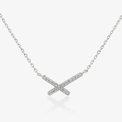 Sterling Silver Cubic Zirconia Cross Necklace N611076