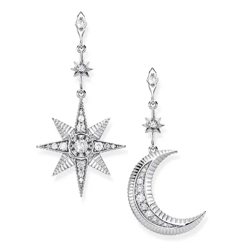 Sterling Silver Cubic Zirconia Moon & Star Earrings