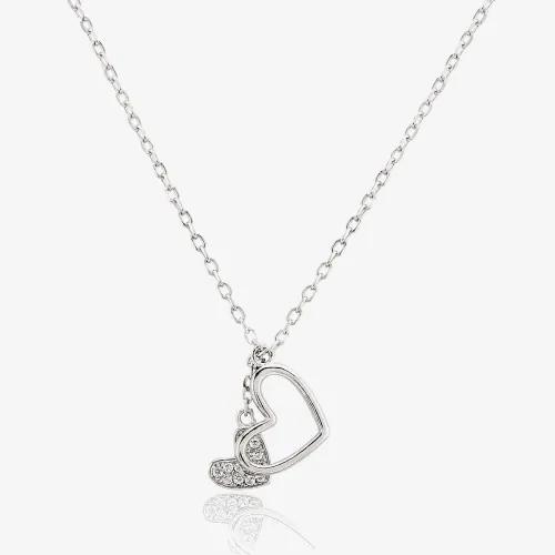 Sterling Silver Cubic Zirconia Two Hearts Necklace N611056