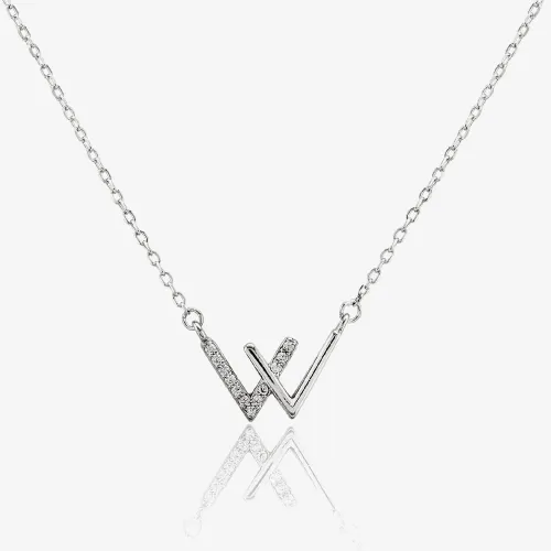 Sterling Silver Cubic Zirconia Two V's Necklace N611086