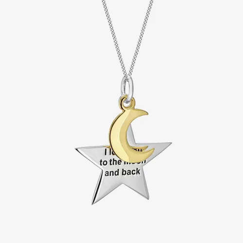 Sterling Silver Engraved Moon and Star Pendant 8.68.4209