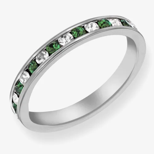 Sterling Silver Green and White Crystal Eternity Ring (N) 8.80.0621 N