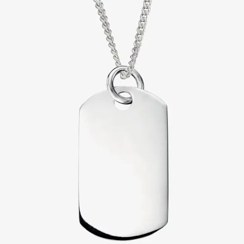 Sterling Silver Plain Dog Tag Necklace P3636 N206