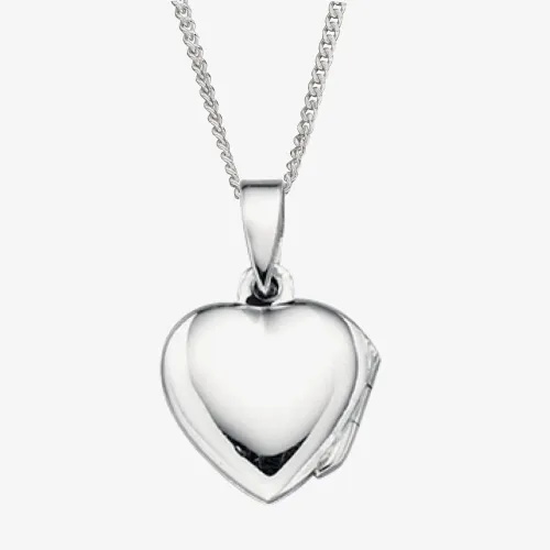 Sterling Silver Plain Heart Locket Necklace P3530 N2326
