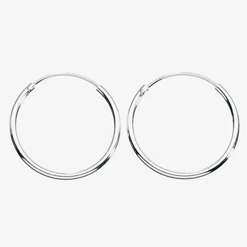 Sterling Silver Plain Hoop Earrings H036