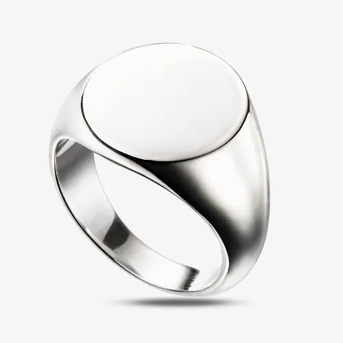 Sterling Silver Plain Round Signet Ring R3711 68