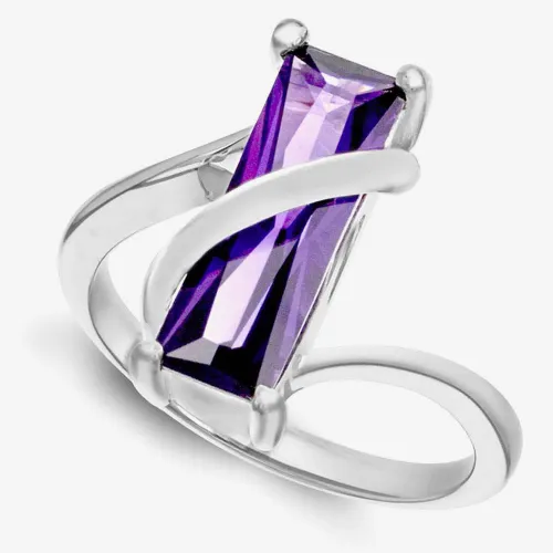 Sterling Silver Purple Crystal Wrap-Around Ring (L) 8.84.6289 L