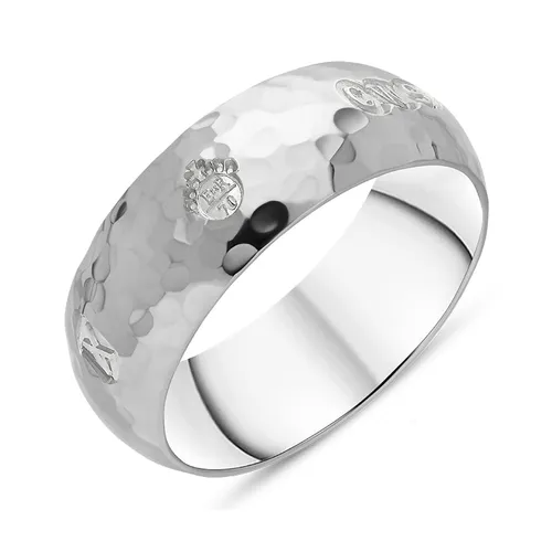 Sterling Silver Queen's Jubilee Hallmark 8mm Hammered Ring D - T