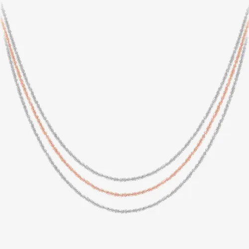Sterling Silver Rose Gold Plated 18 Inch Triple Necklace 8.19.6024