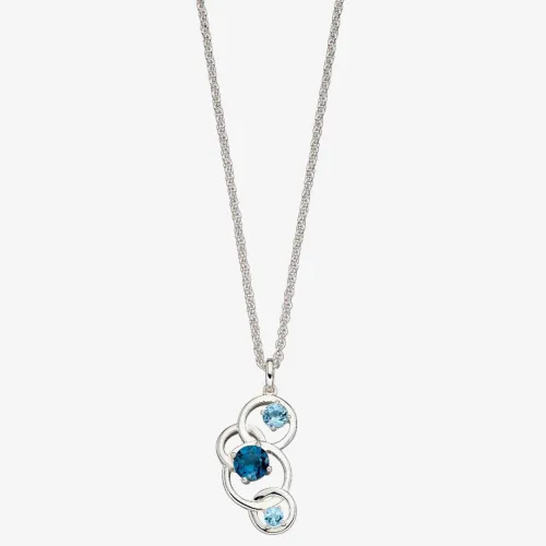 Sterling Silver Round Blue Topaz Pendant P4844T N2323
