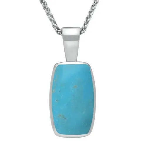 Sterling Silver Turquoise Barrel Shaped Necklace - Option1 Value Silver
