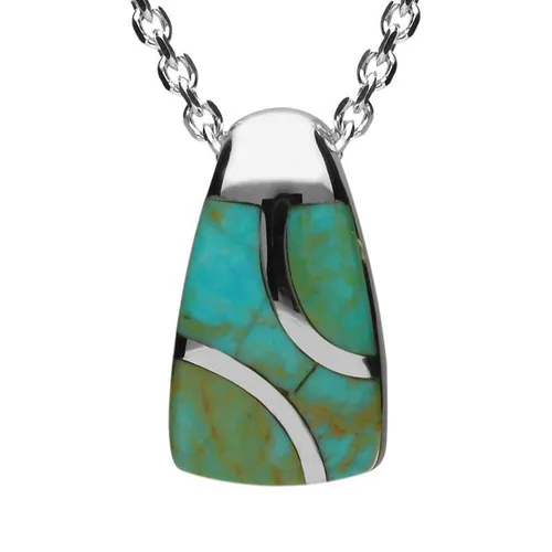 Sterling Silver Turquoise Three Stone Graduated Curve Necklace - Silver