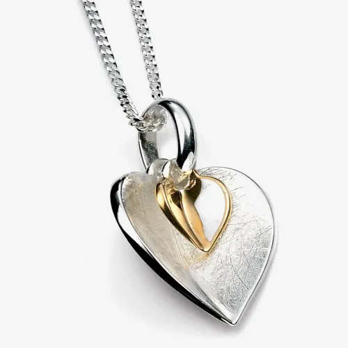 Sterling Silver Two-Tone Double Heart Necklace P3791 N2326