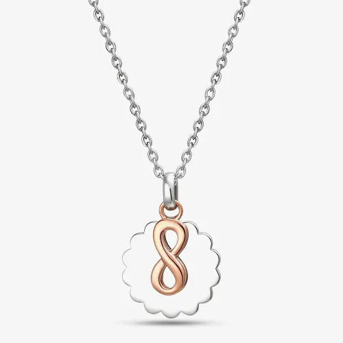 Sterling Silver Two Tone Flower & Infinity Necklace 2THB009306