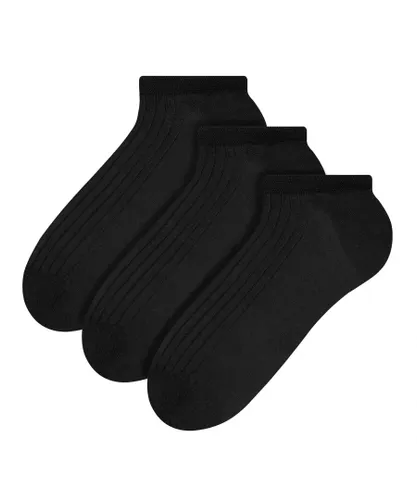 Steven - 3 Pairs Multipack Mens 100% Cotton Ankle Socks with Reinforced Heel & Toe - Black