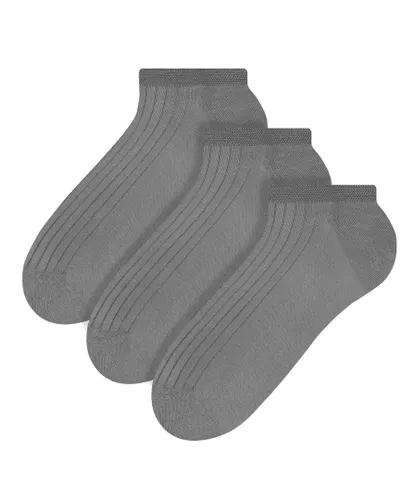Steven - 3 Pairs Multipack Mens 100% Cotton Ankle Socks with Reinforced Heel & Toe - Grey