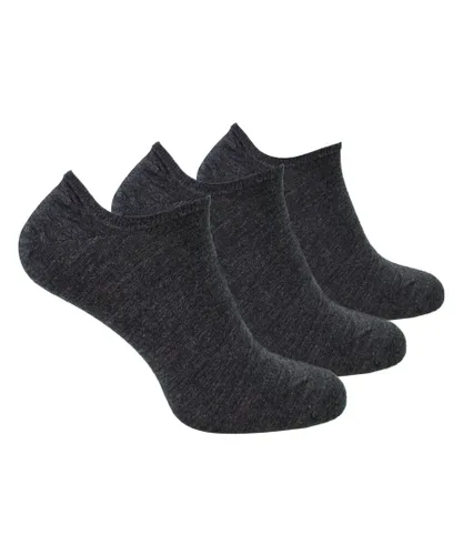 Steven - 3 Pairs Multipack Mens Merino Wool Invisible Socks - Charcoal - Grey