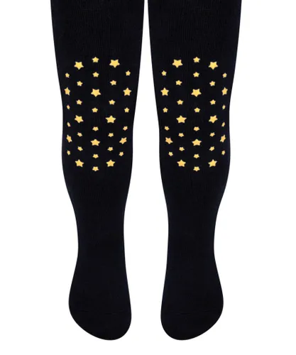 Steven Baby Girl - Cotton Tights with Anti-Slip Grips - Stars (Black)