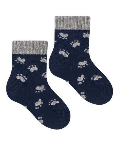 Steven Baby Unisex - Funny Novelty Patterns Cotton Socks - Paws (Navy)