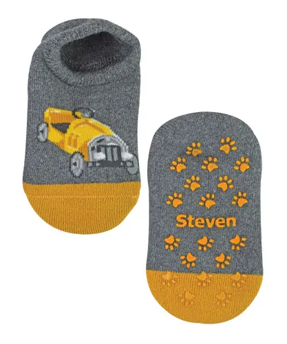 Steven Childrens Unisex - Kids Breathable Low Cut Cotton Slipper Socks - Car (Grey)