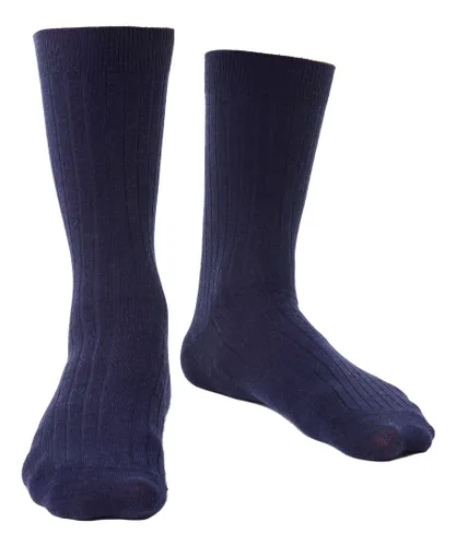 Steven - Mens Merino Wool Socks with Loose Soft Top for Swollen Feet -Navy