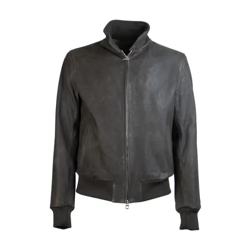 Stewart , Slim Leather Jacket ,Black male, Sizes:
