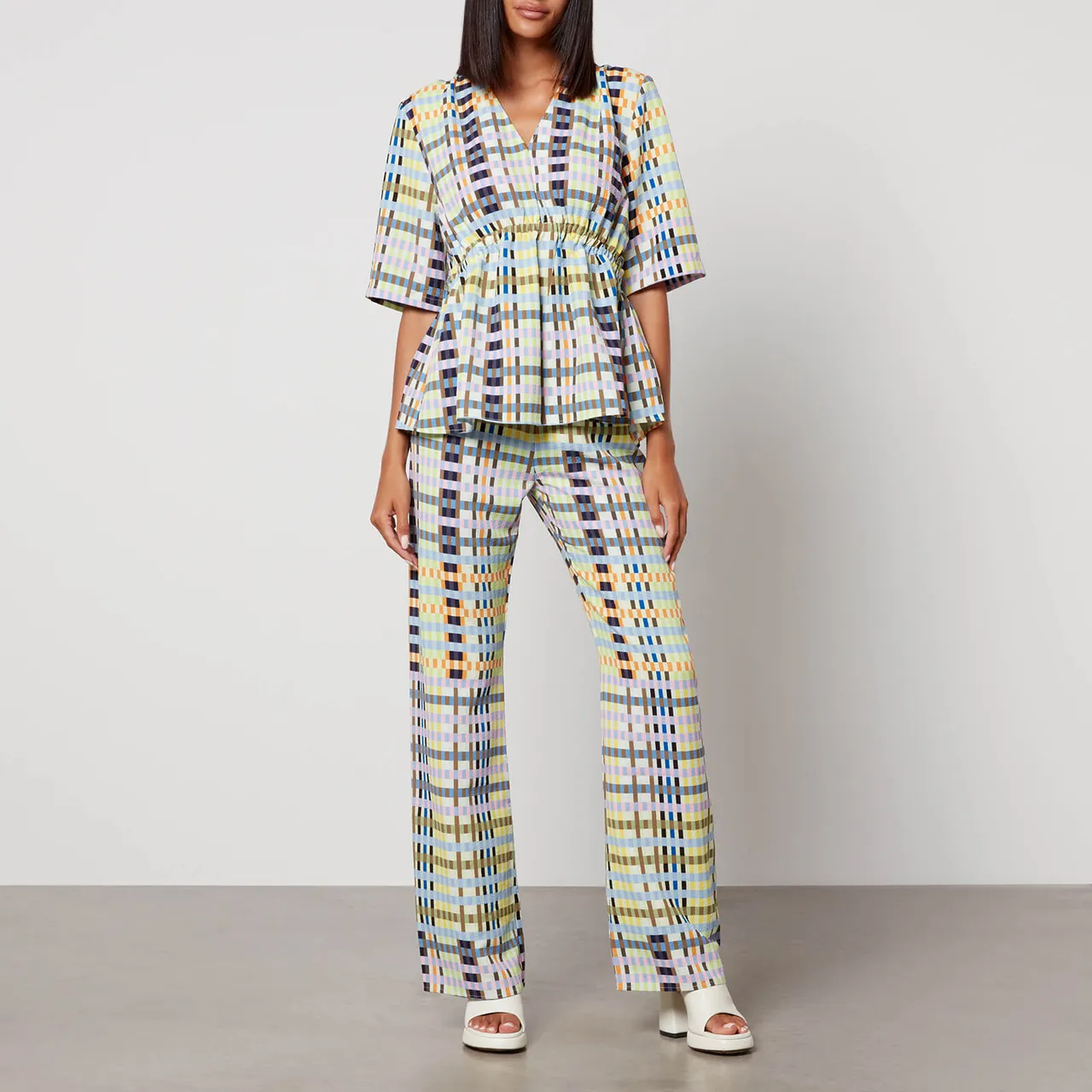 Stine Goya Marc Checked Crepe Trousers