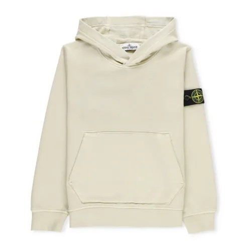 Stone Island , Beige Cotton Hoodie with Logo Patch ,Beige male, Sizes: