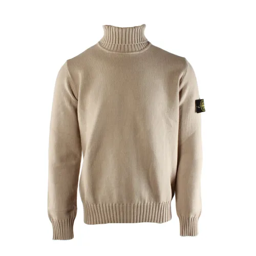 Stone Island , Beige Cotton Sweater for Men ,Beige male, Sizes: