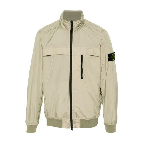 Stone Island , Beige Soft-Shell Jacket with Zipper Closure ,Beige male, Sizes:
