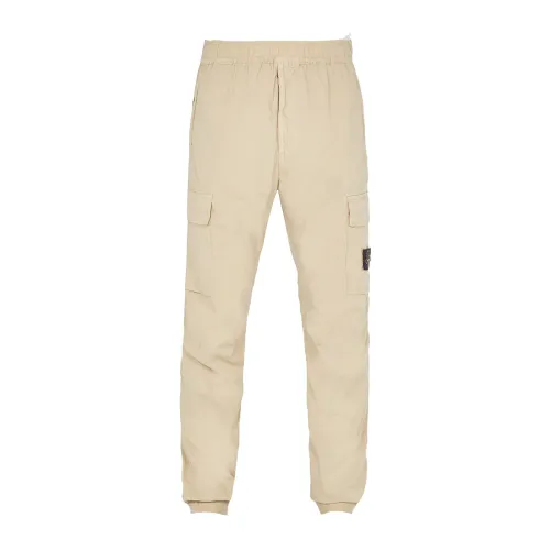 Stone Island , Beige Trousers with Hidden Pockets and Elasticized Waist ,Beige male, Sizes: