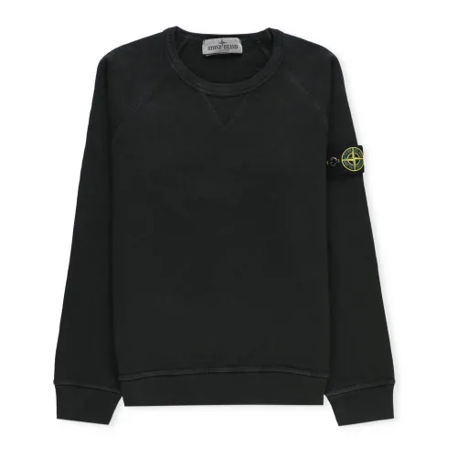 Stone Island , Black Cotton Sweatshirt for Boys ,Black male, Sizes: