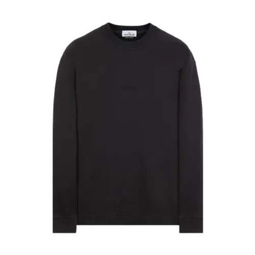 Stone Island , Black Embroidered Logo Sweatshirt ,Black male, Sizes: