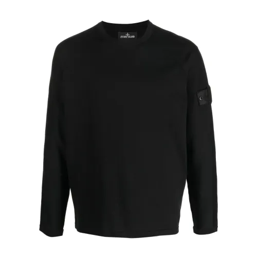 Stone Island , Black Logo-Patch Sweatshirt ,Black male, Sizes: