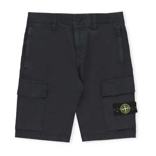Stone Island , Blue Cotton Bermuda Shorts for Boys ,Blue male, Sizes: