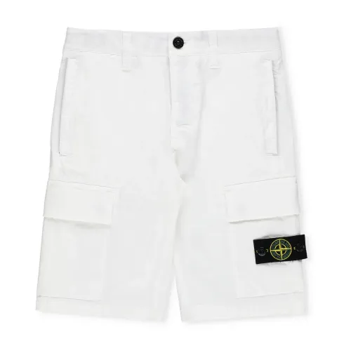 Stone Island , Blue Cotton Bermuda Shorts for Boys ,White male, Sizes:
