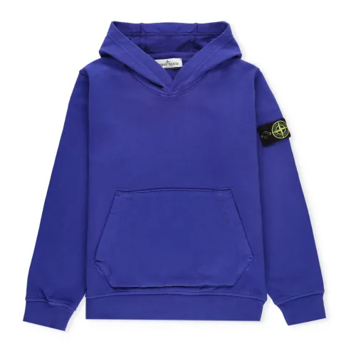 Stone Island , Blue Cotton Hoodie for Boys ,Blue male, Sizes: