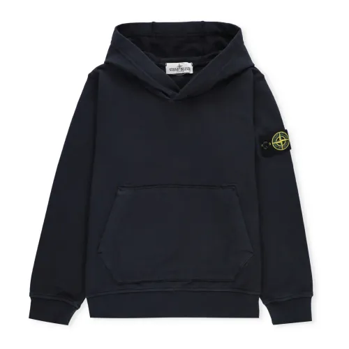 Stone Island , Blue Cotton Hoodie for Boys ,Blue male, Sizes: