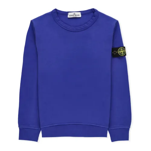 Stone Island , Blue Cotton Sweatshirt for Boys ,Blue male, Sizes: