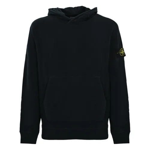 Stone Island , Blue Hooded Sweater for Men ,Blue male, Sizes:
