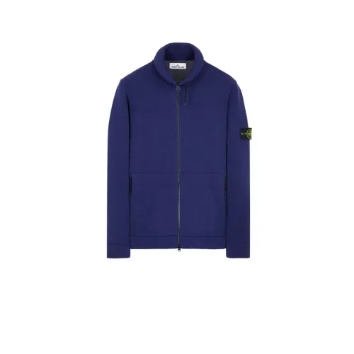 Stone Island , Blue Knitted Zip-Through Cardigan ,Blue male, Sizes: