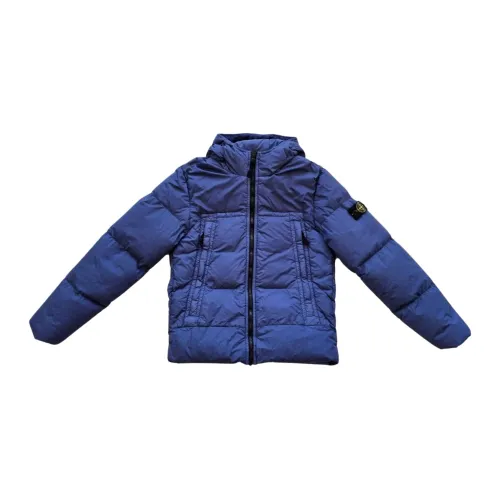 Stone Island , Blue Padded Hooded Jacket ,Blue male, Sizes: