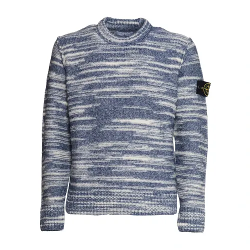 Stone Island , Bluette and White Knitwear for Men Aw23 ,Blue male, Sizes: