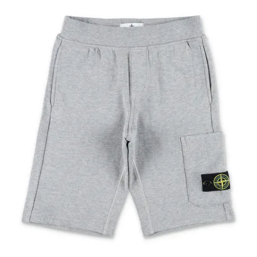Stone Island , Boys Clothing Shorts Melange Grey Ss24 ,Gray male, Sizes:
