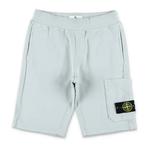 Stone Island , Boys Clothing Shorts Pearl Grey Ss24 ,Gray male, Sizes: