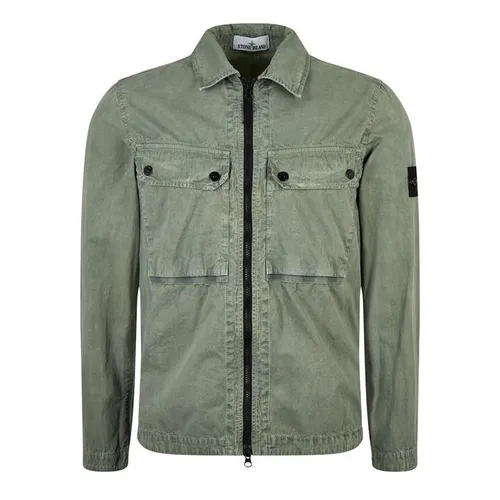 STONE ISLAND Brushed Organic Cotton Garment Dyed Old Effect - Green